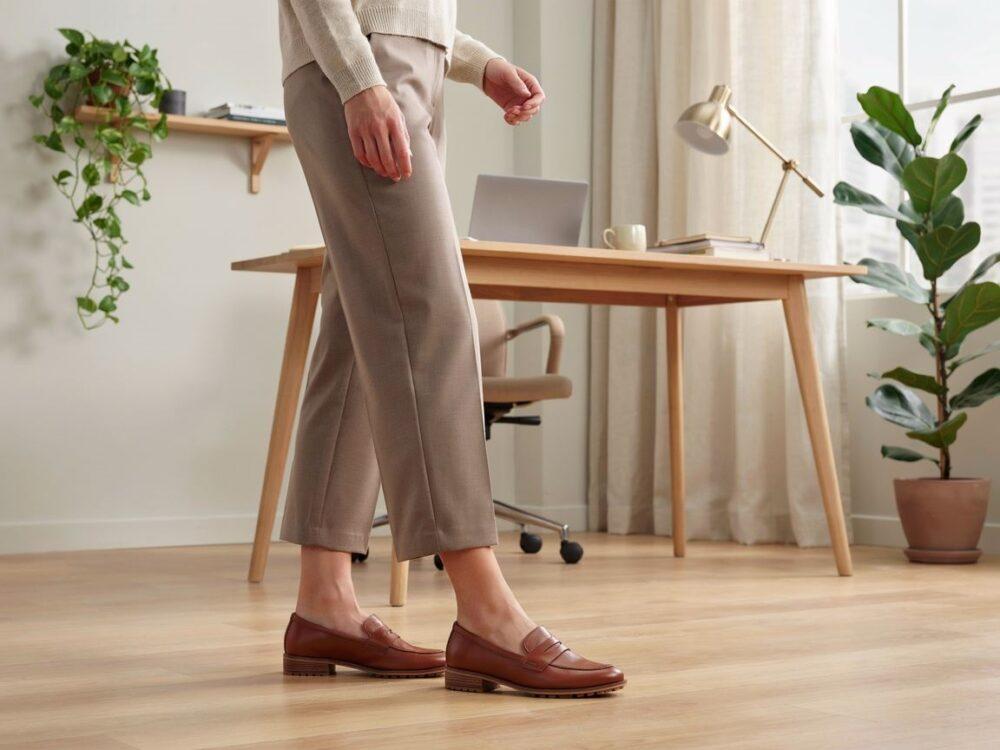 błyszczące buty do pracy na stojąco